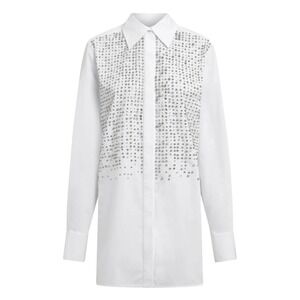 16Arlington Crystal Embellished cotton Poplin  button blouse studded designer